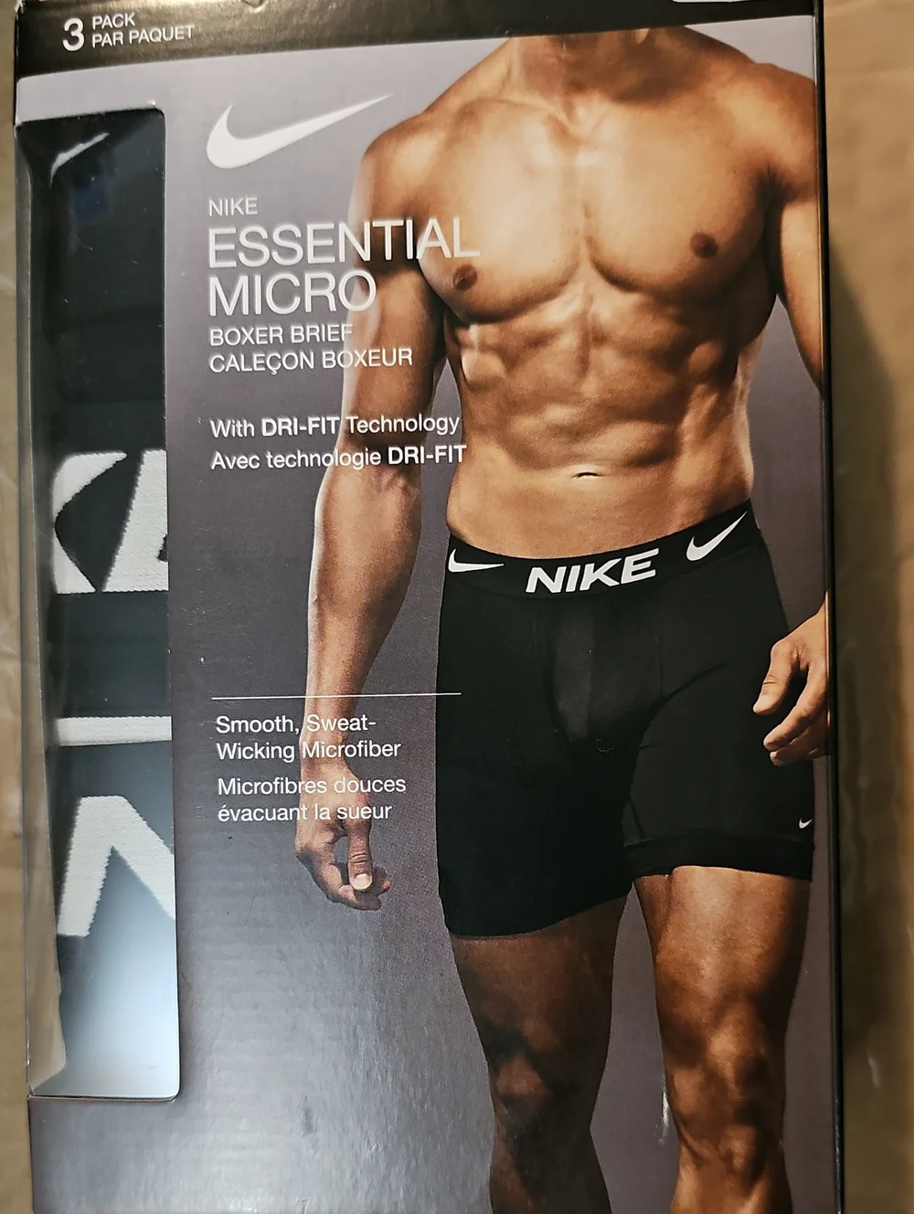Nike 3 Pack Essential Microfiber Boxer Brief DRI-FIT Men's Large 36-38 Black New